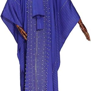 HD Long African Dresses for Women Fashion Beading Rhinestone Kaftan Maxi Dress